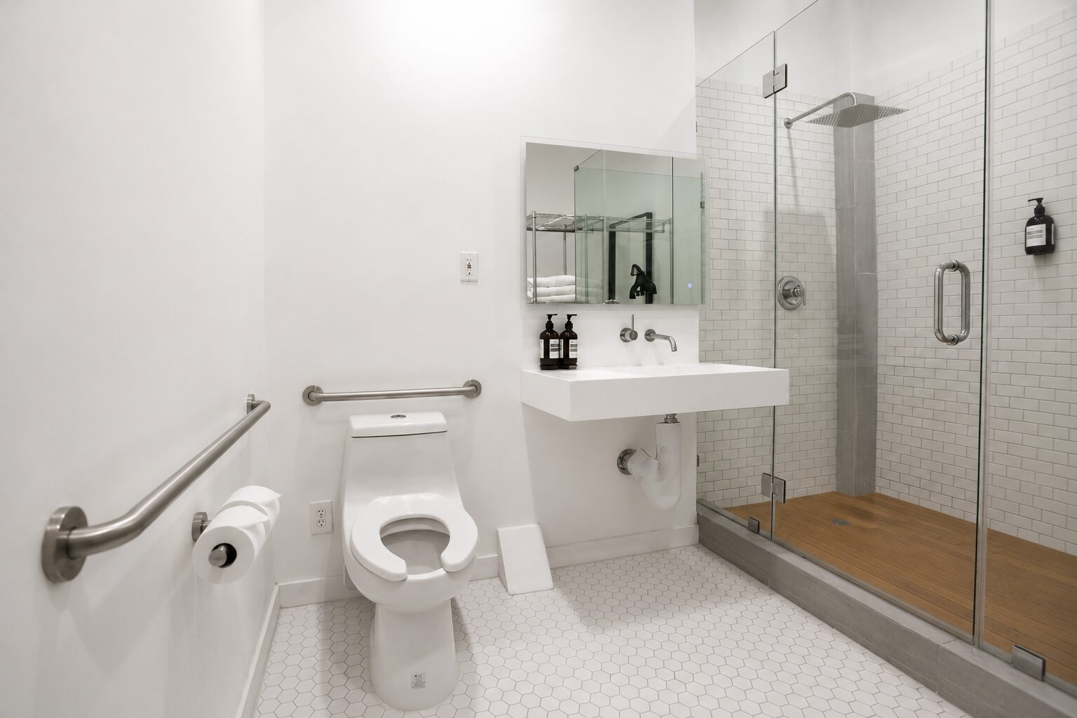 Full bathroom with a tiled walk-in rain shower